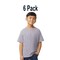 6 Pack Gildan Softstyle Youth Midweight Short Sleeve Crew-Neck T-Shirt for School, Sports & Everyday Wear Kids Tee